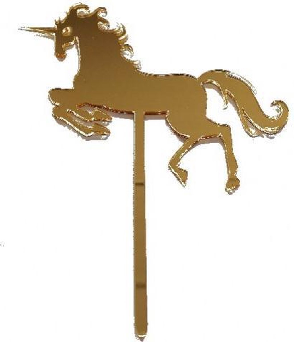 Cake topper eenhoorn goud | kunststof taartdecoratie (Acryl)